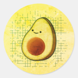 Niedlicher Cartoon Avocado im Hintergrund Runder Aufkleber