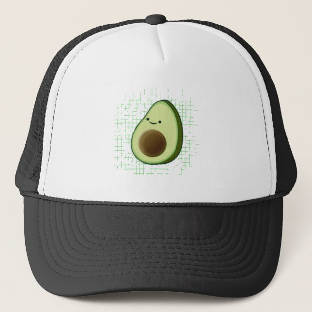 Niedlicher Cartoon Avocado im Hintergrund Truckerkappe (Vorderseite)