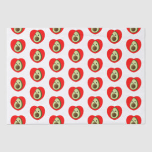 Niedlicher Cartoon Avocado im Roten Herzen Seidenpapier