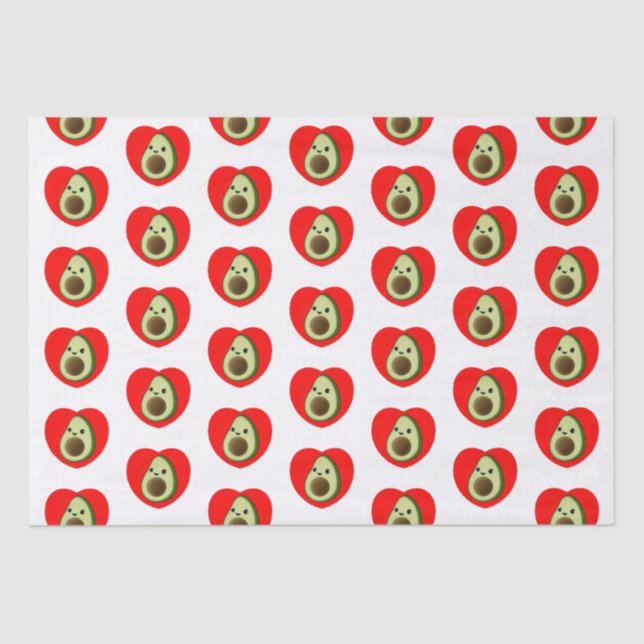 Niedlicher Cartoon Avocado im Roten Herzen Seidenpapier (Vorderseite)