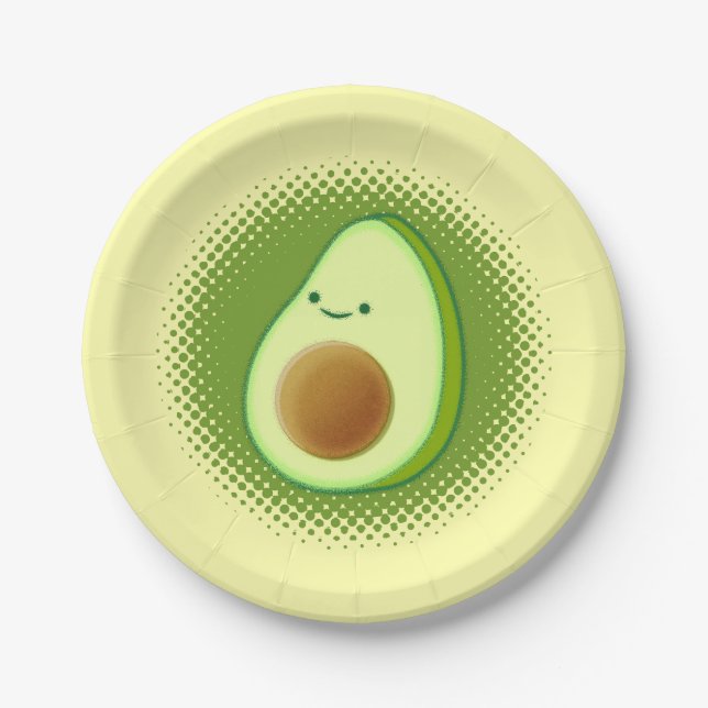 Niedlicher Cartoon Avocado Pappteller (Vorderseite)
