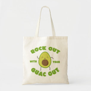 Niedlicher Cartoon Avocado "Rock out with Your Gua Tragetasche