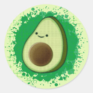 Niedlicher Cartoon Avocado Runder Aufkleber