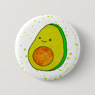 Niedlicher Cartoon Avocado Wasserfarbe Button