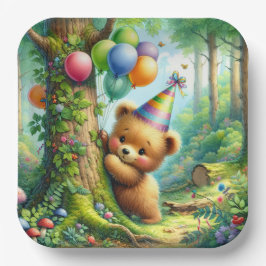 Niedlicher Cartoon Baby Bear Cube Geburtstag Pappteller