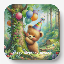 Niedlicher Cartoon Baby Bear Cube Geburtstag Pappteller