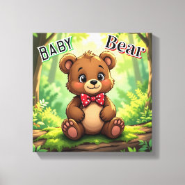 Niedlicher Cartoon Baby Bear in Woods Leinwanddruck