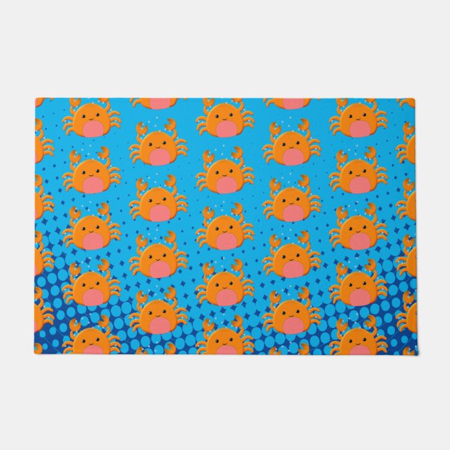 Niedlicher Cartoon Baby Crab Blue Ocean Fußmatte (Vorderseite)