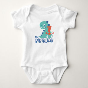 Niedlicher Cartoon Baby Dinosaurier 1. Geburtstags Strampler