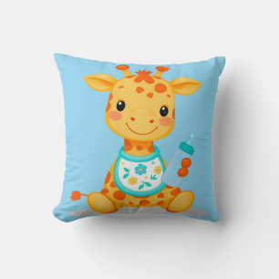 Niedlicher Cartoon Baby Giraffe mit Flasche Kissen