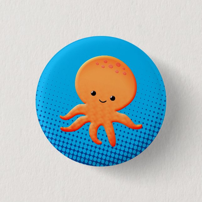 Niedlicher Cartoon Baby Octopus Button (Vorderseite)