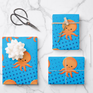 Niedlicher Cartoon Baby Octopus Geschenkpapier Set