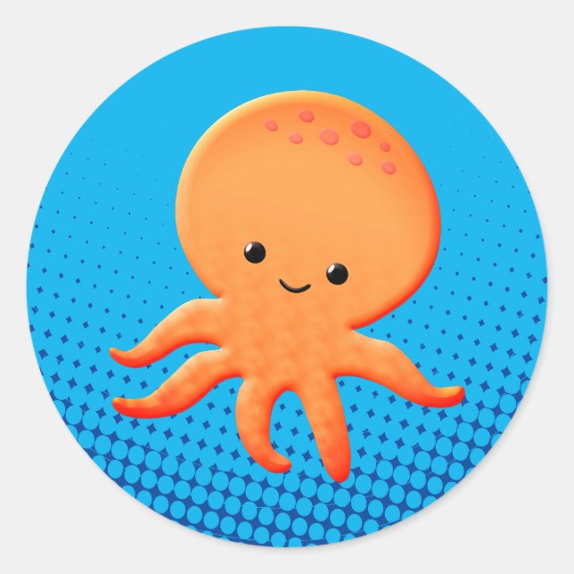 Niedlicher Cartoon Baby Octopus Runder Aufkleber (Vorderseite)