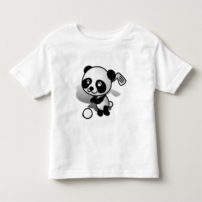 Niedlicher Cartoon Baby Panda Bear Golfing Kleinkind T-shirt (Vorderseite)