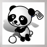 Niedlicher Cartoon Baby Panda Bear Golfing