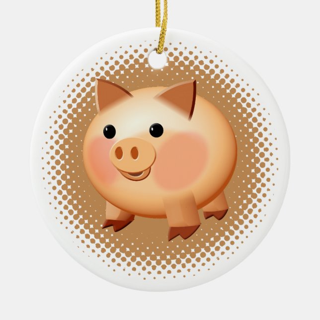 Niedlicher Cartoon Baby Pig Keramik Ornament (Vorne)