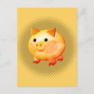 Niedlicher Cartoon Baby Pig Painting Postkarte