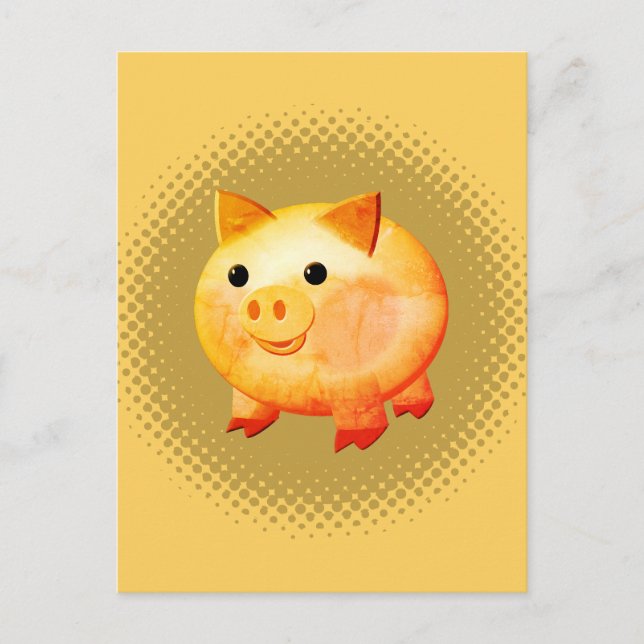 Niedlicher Cartoon Baby Pig Painting Postkarte (Vorderseite)