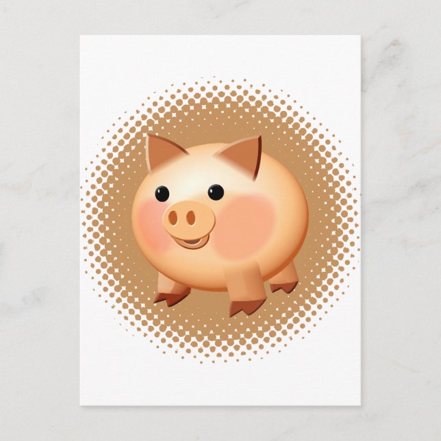 Niedlicher Cartoon Baby Pig Postkarte (Vorderseite)