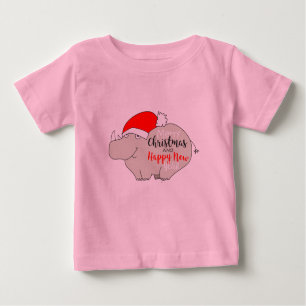 Niedlicher Cartoon Baby Rhino Funny Pink Frohe Wei Baby T-shirt