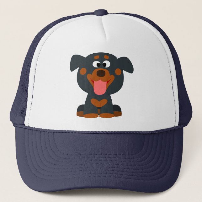 Niedlicher Cartoon Baby Rottweiler Hat Truckerkappe (Vorderseite)