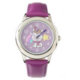 Niedlicher Cartoon Baby Unicorn und Regenbogen Armbanduhr