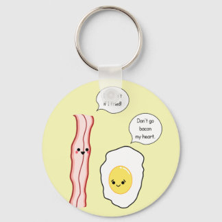 Niedlicher Cartoon Bacon und Ei Schlüsselanhänger