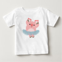Niedlicher Cartoon Ballerina Pig Baby T - Shirt