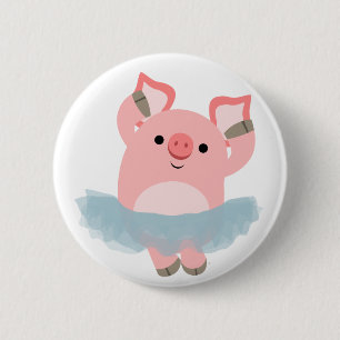 Niedlicher Cartoon Ballerina Pig Button Abzeichen