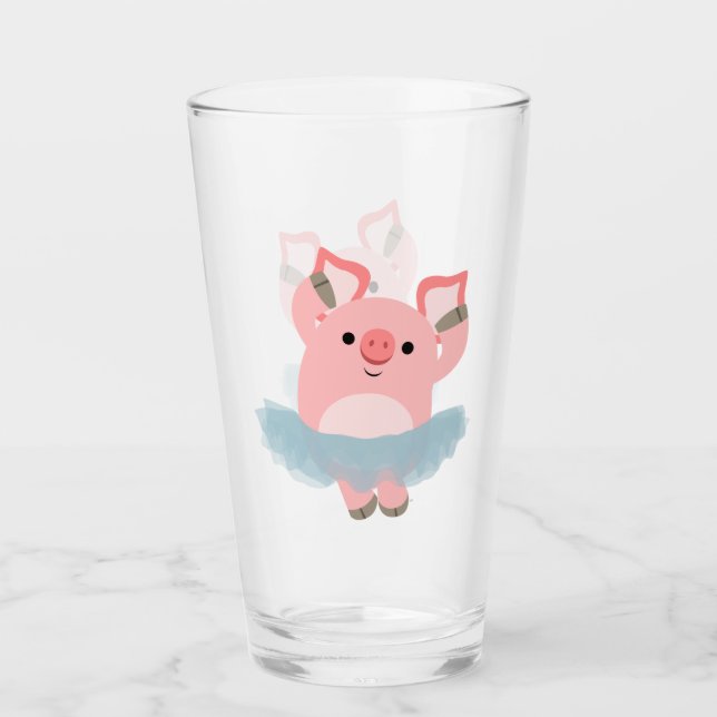 Niedlicher Cartoon Ballerina Pig Glas (Vorderseite)