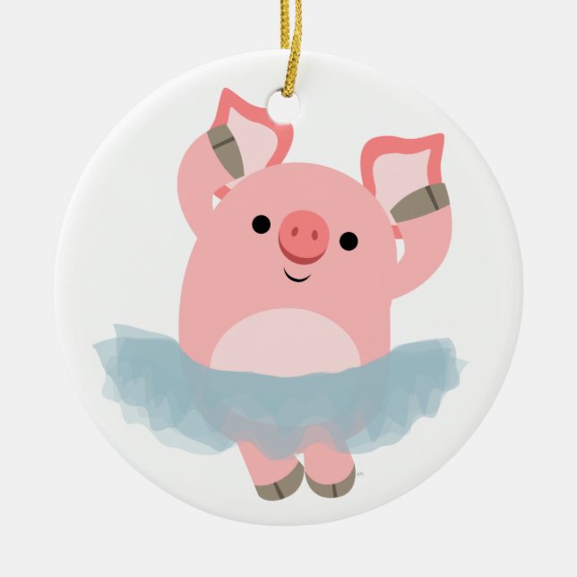 Niedlicher Cartoon Ballerina Pig Keramikornament (Vorne)