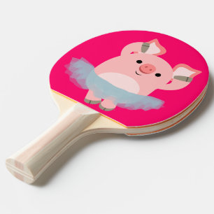 Niedlicher Cartoon Ballerina Pig Pong Paddle Tischtennis Schläger