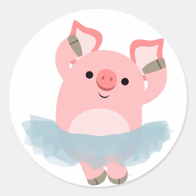 Niedlicher Cartoon Ballerina Pig Sticker (Vorderseite)