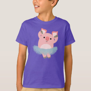 Niedlicher Cartoon Ballerina Pig T - Shirt