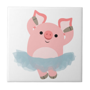 Niedlicher Cartoon Ballerina Pig Tile Fliese