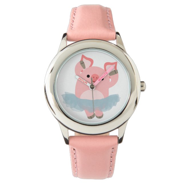 Niedlicher Cartoon Ballerina Pig Watch Armbanduhr (Vorderseite)