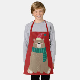 Niedlicher Cartoon Bär im Wolle Scarf Weihnachten Schürze