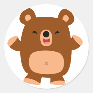 Niedlicher Cartoon Bärenaufkleber Runder Aufkleber