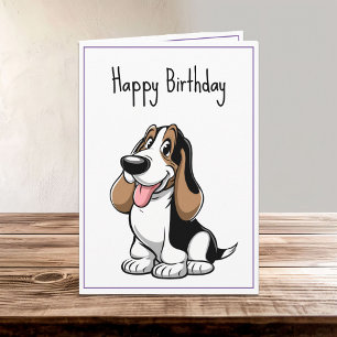 Niedlicher Cartoon Basset Hound Welpe Hund Geburts Karte