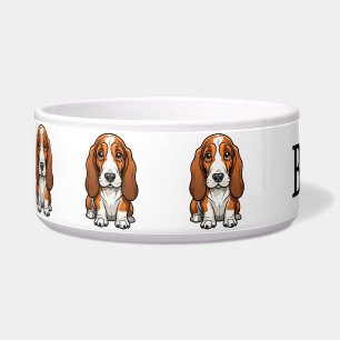 Niedlicher Cartoon-Basset-Hund-Welpe personalisier Napf