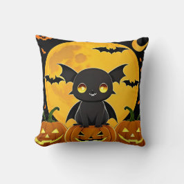 Niedlicher Cartoon Bat and Jack-O' Lantern Pumpkin Kissen