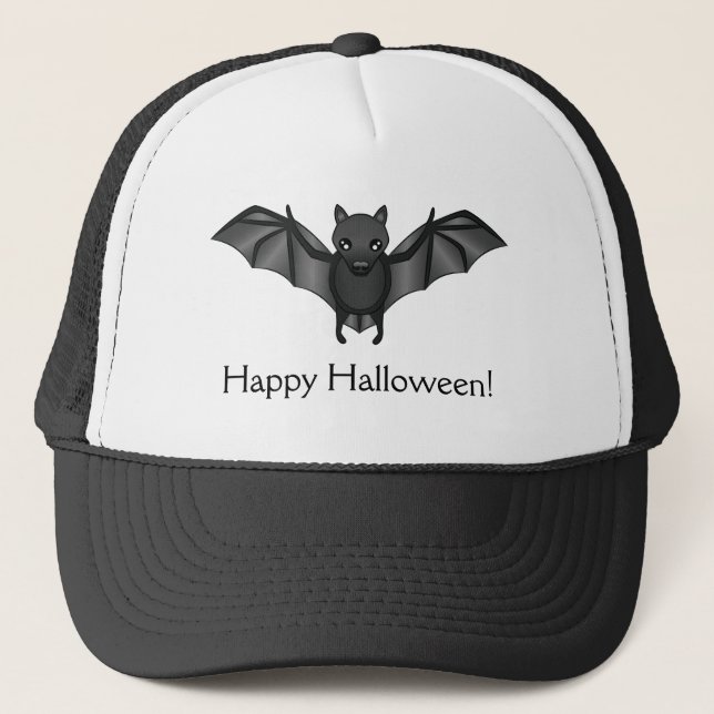Niedlicher Cartoon Bat Halloween Illustration Truckerkappe (Vorderseite)