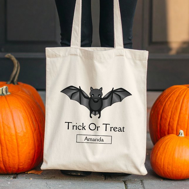 Niedlicher Cartoon Bat Halloween Trick oder Trete  Tragetasche (Disclaimer: This image is a digital mockup.)
