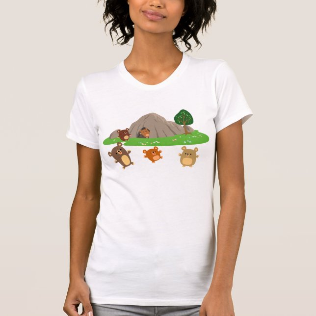 Niedlicher Cartoon Bears in einer Höhle T - Shirt (Vorderseite)