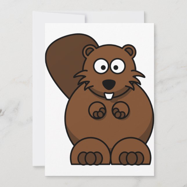 Niedlicher Cartoon Beaver Funny Woodland Tier Einladung (Vorderseite)