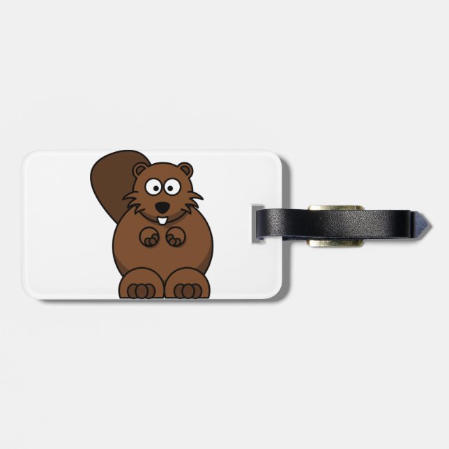 Niedlicher Cartoon Beaver Funny Woodland Tier Gepäckanhänger (Rückseite horizontal)
