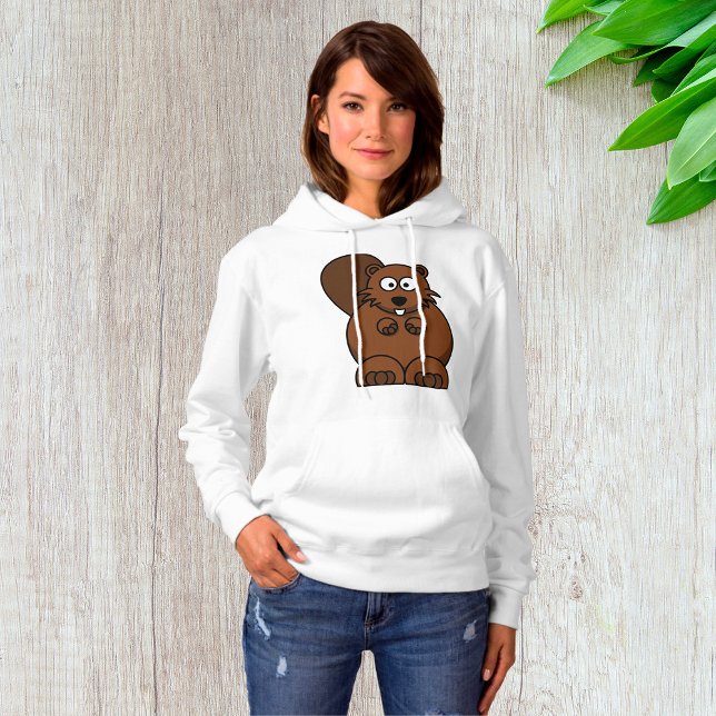 Niedlicher Cartoon Beaver Funny Woodland Tier Hoodie (Von Creator hochgeladen)