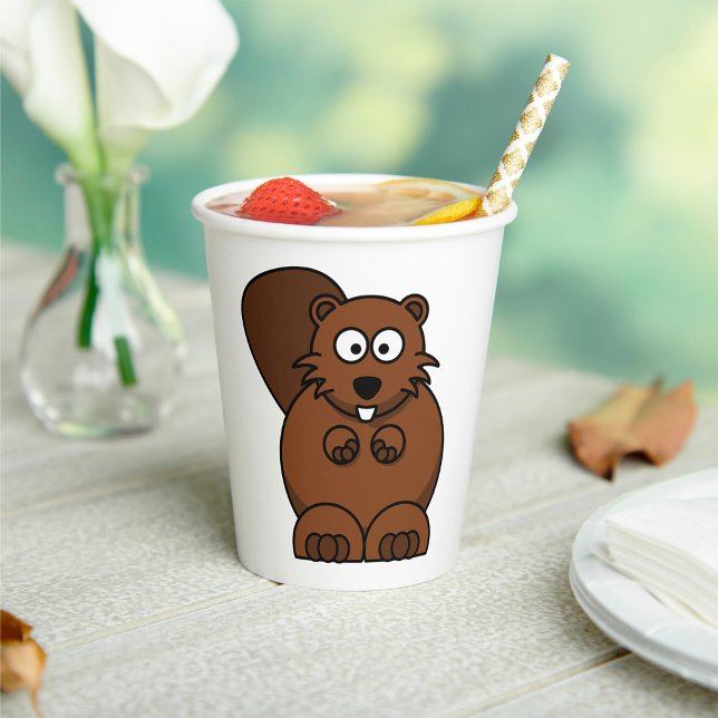Niedlicher Cartoon Beaver Funny Woodland Tier Pappbecher (Von Creator hochgeladen)