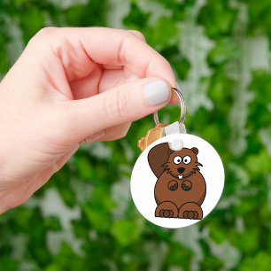 Niedlicher Cartoon Beaver Funny Woodland Tier Schlüsselanhänger