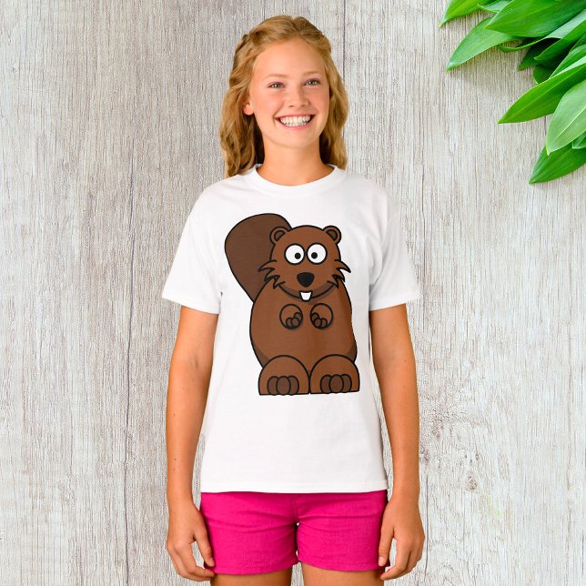 Niedlicher Cartoon Beaver Funny Woodland Tier T-Shirt (Von Creator hochgeladen)
